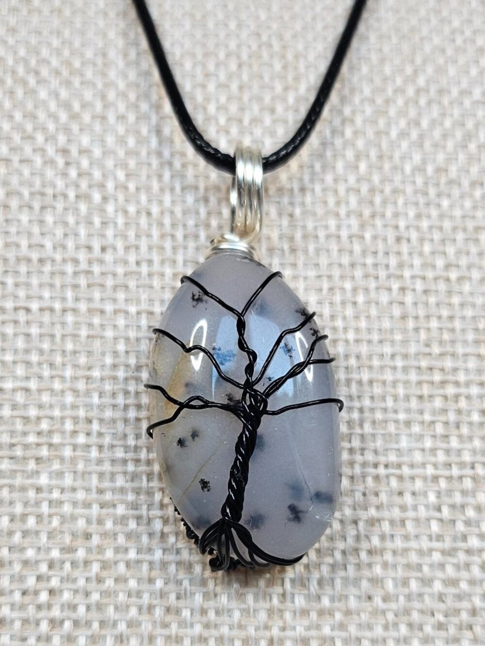 Handmade Tree of Life Wire Wrapped Stone Necklace I Boho Gothic Pendant